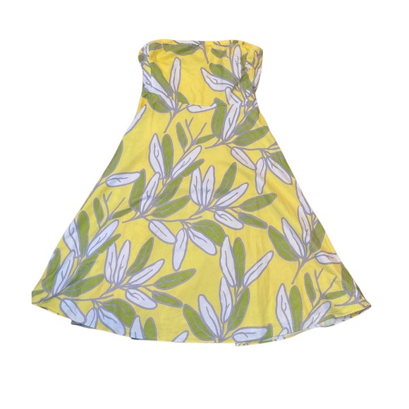 Anthropologie BITTEN BY Sarah Jessica Parker Yellow Strapless Summer Dress Sz 10 - Picture 1 of 7